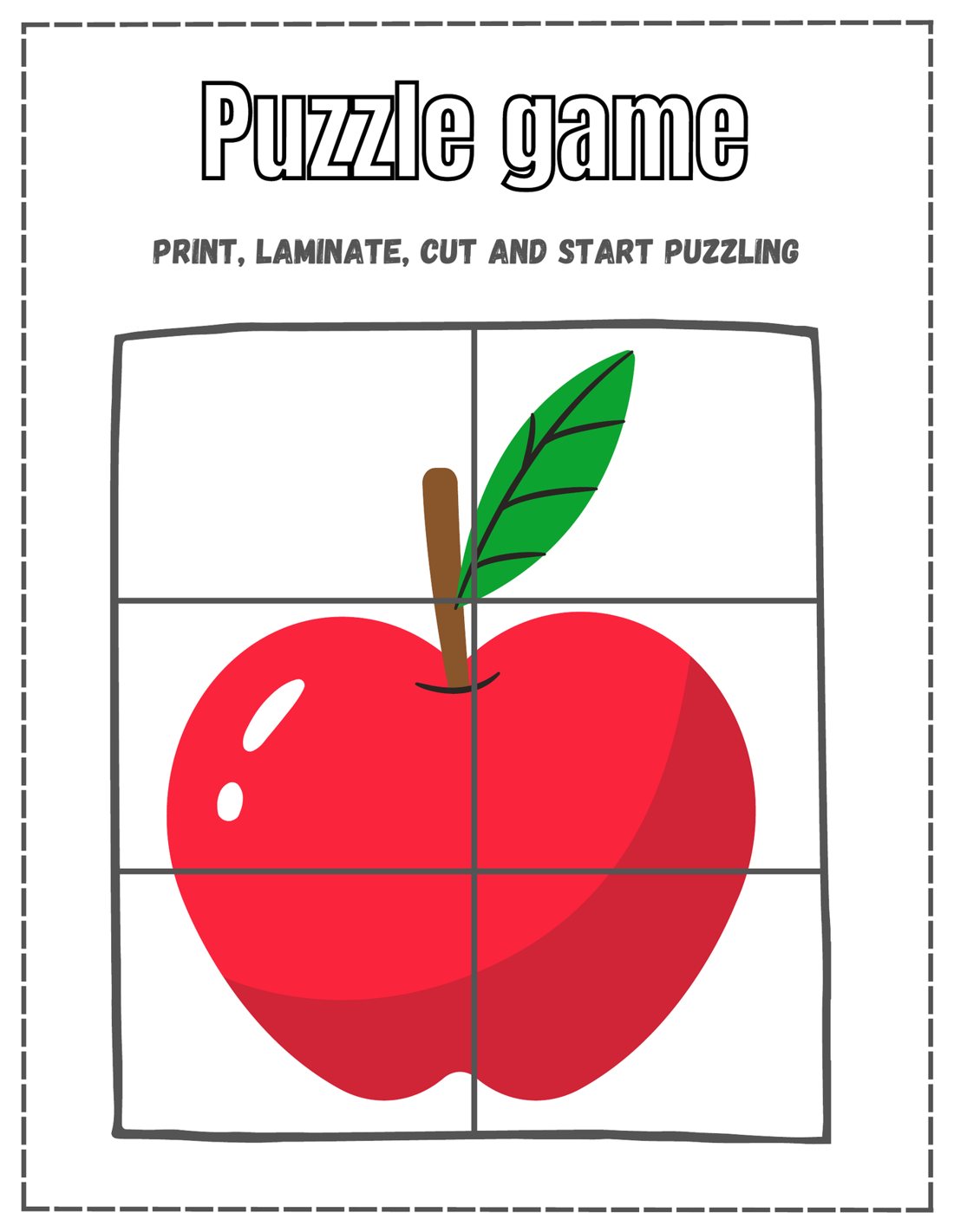 Apple puzzle game worksheet