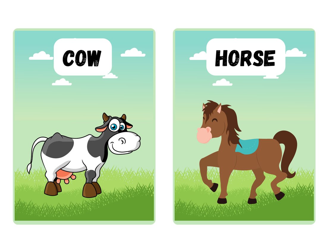 Farm animal flashcards