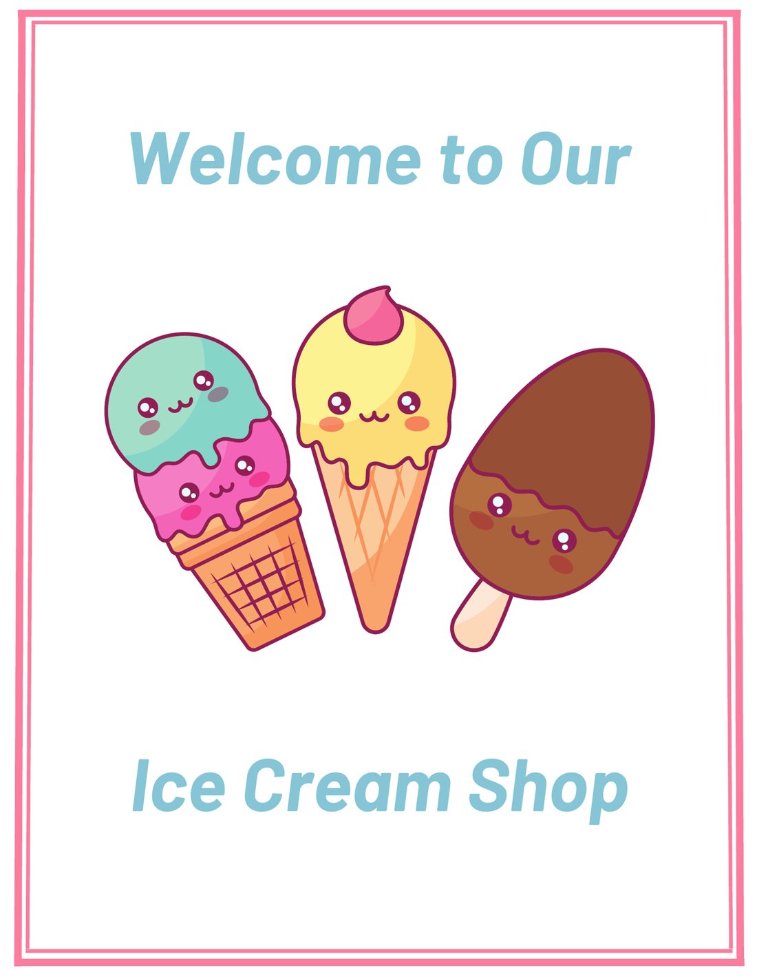 Ice cream shop pretend play sheet