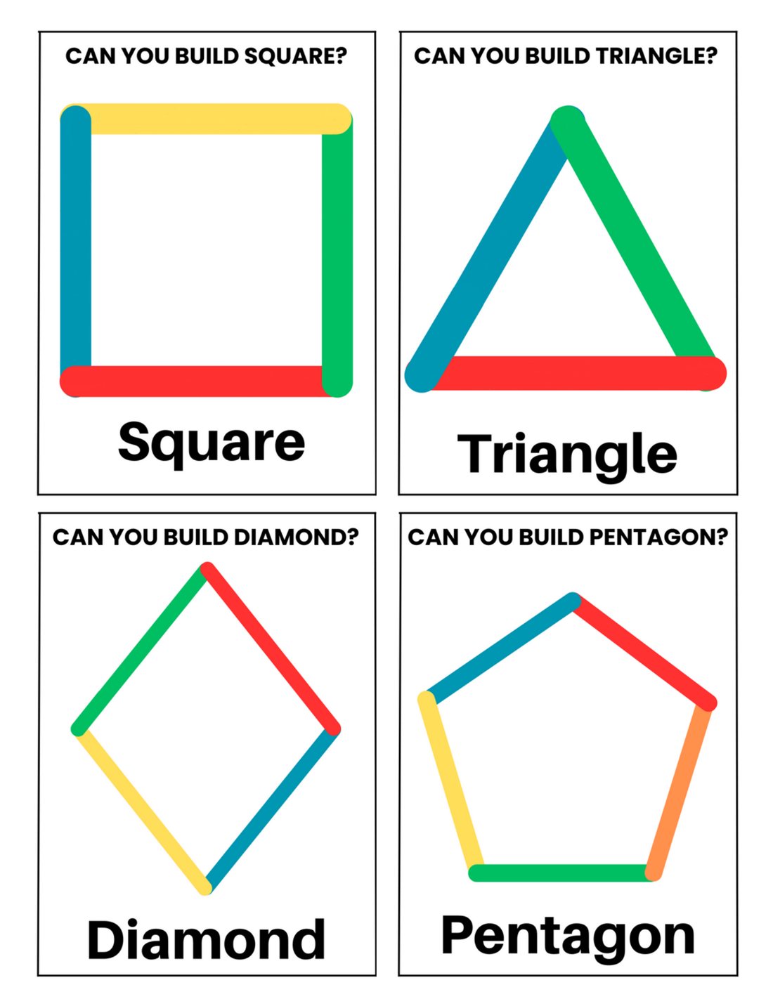 Popsicle stick shape builder activity